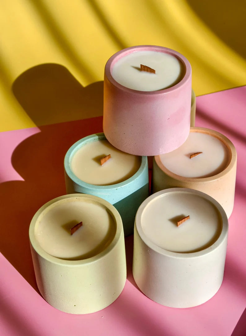 Concrete Colored Candle