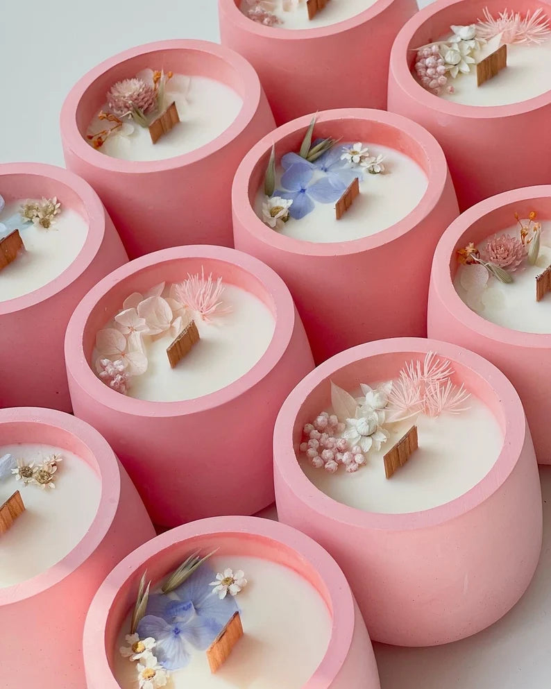 Pink Concrete Candle