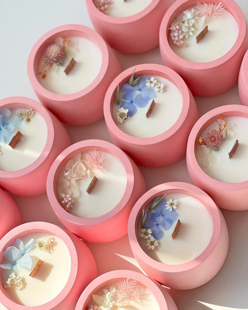 Pink Concrete Candle